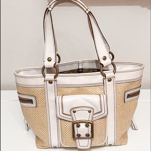 Coach Purse in white leather and straw